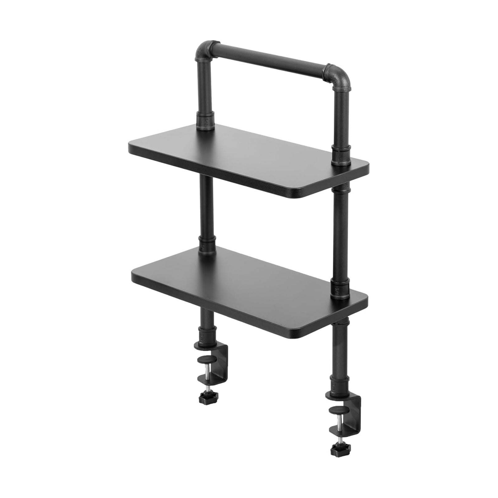 VIVO Clamp-on Premium 16 inch Industrial Pipe 2-Tier Tabletop Shelving, Heavy Duty Desk Extension Organizer, Modern