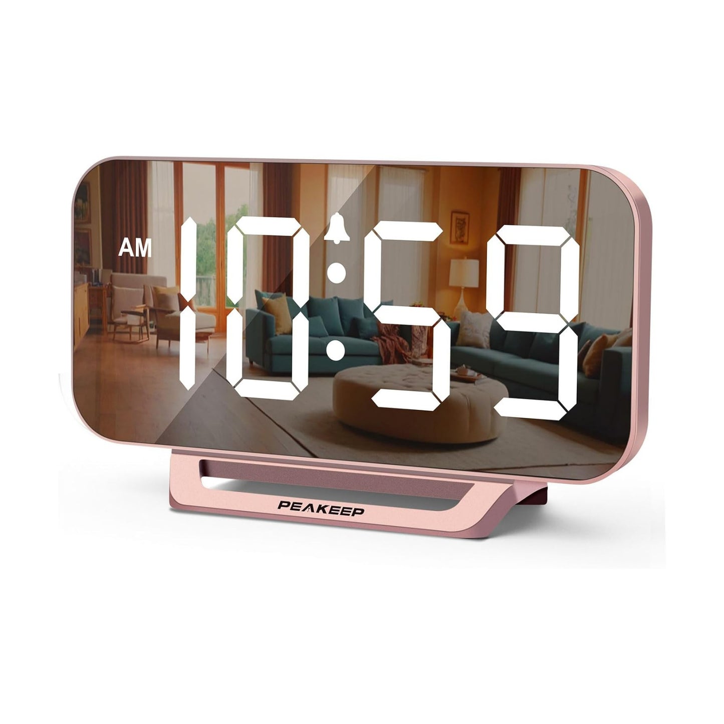 Peakeep Slim Digital Mirror Aesthetic Alarm Clock for Bedrooms Desk Decor