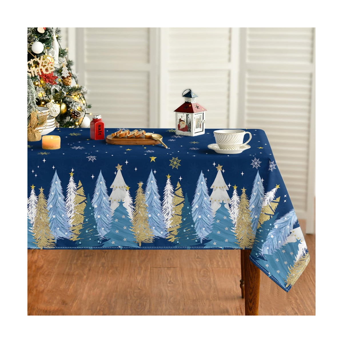 Horaldaily Christmas Tablecloth 60 x 104 Inch Rectangular Blue