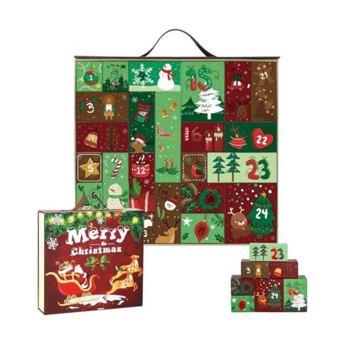 Christmas Advent Calendar 2025, Empty Advent Calendar to Till Yourself, 24 Days Christmas Countdown Advent Calendar, Reusable Xmas Gifts Boxes for Boys Girls Teens Adults
