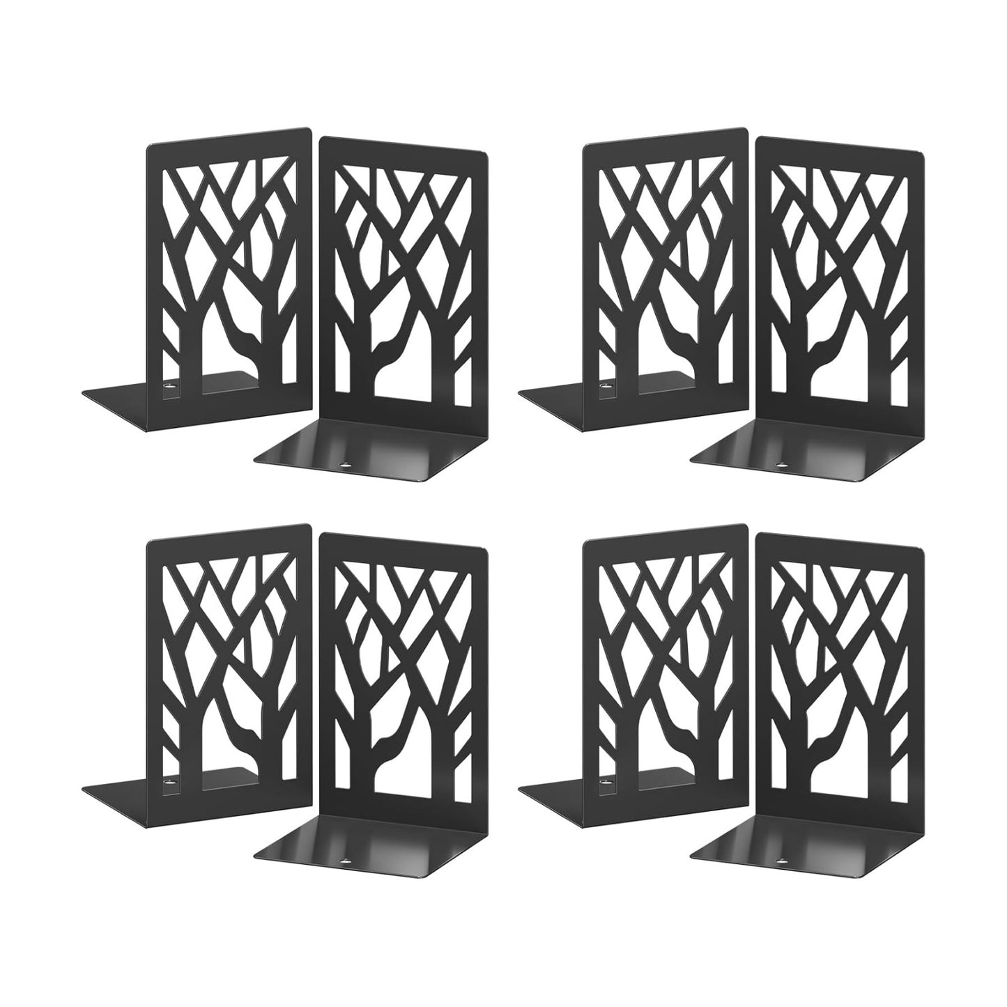 8-Piece Metal Bookends / Black Bookend 4 Pairs