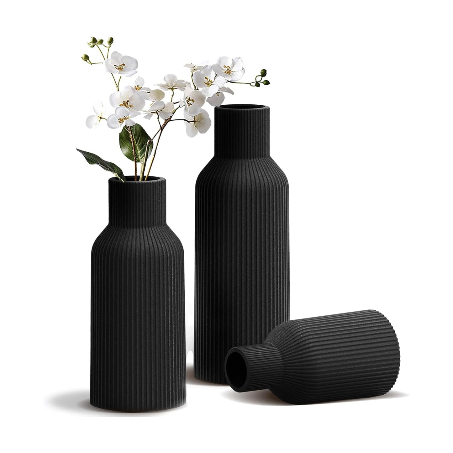 Ceramic Flower Vases / 3-piece-set / Black / Set of 3