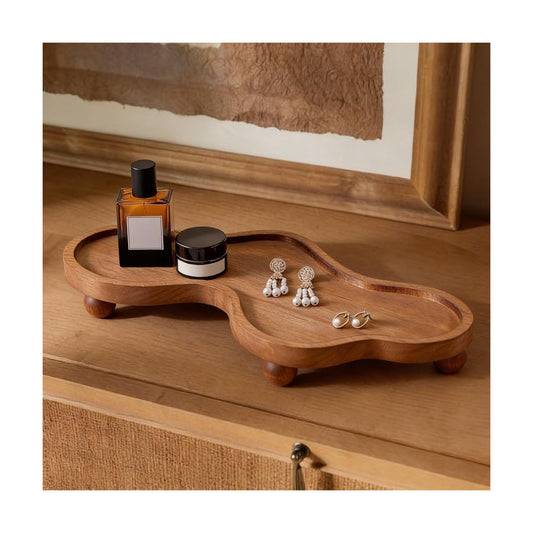 Wood Cloud Perfume Tray Irregular Jewelry Decorative Tray for Women Trinket Dish Ring Holder / Brown