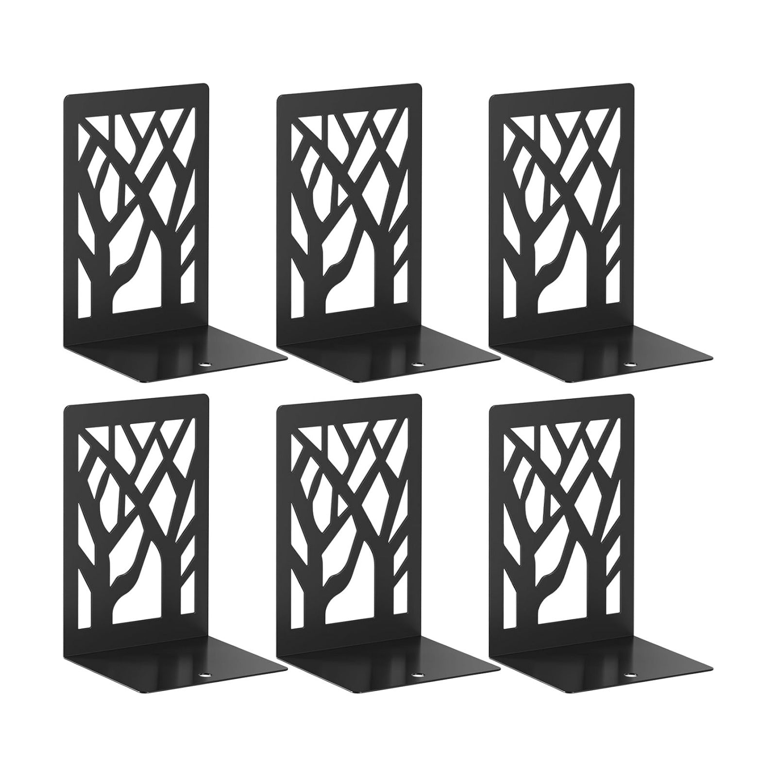 6-Piece Modern Metal Bookends / Black Bookend 3 Pairs