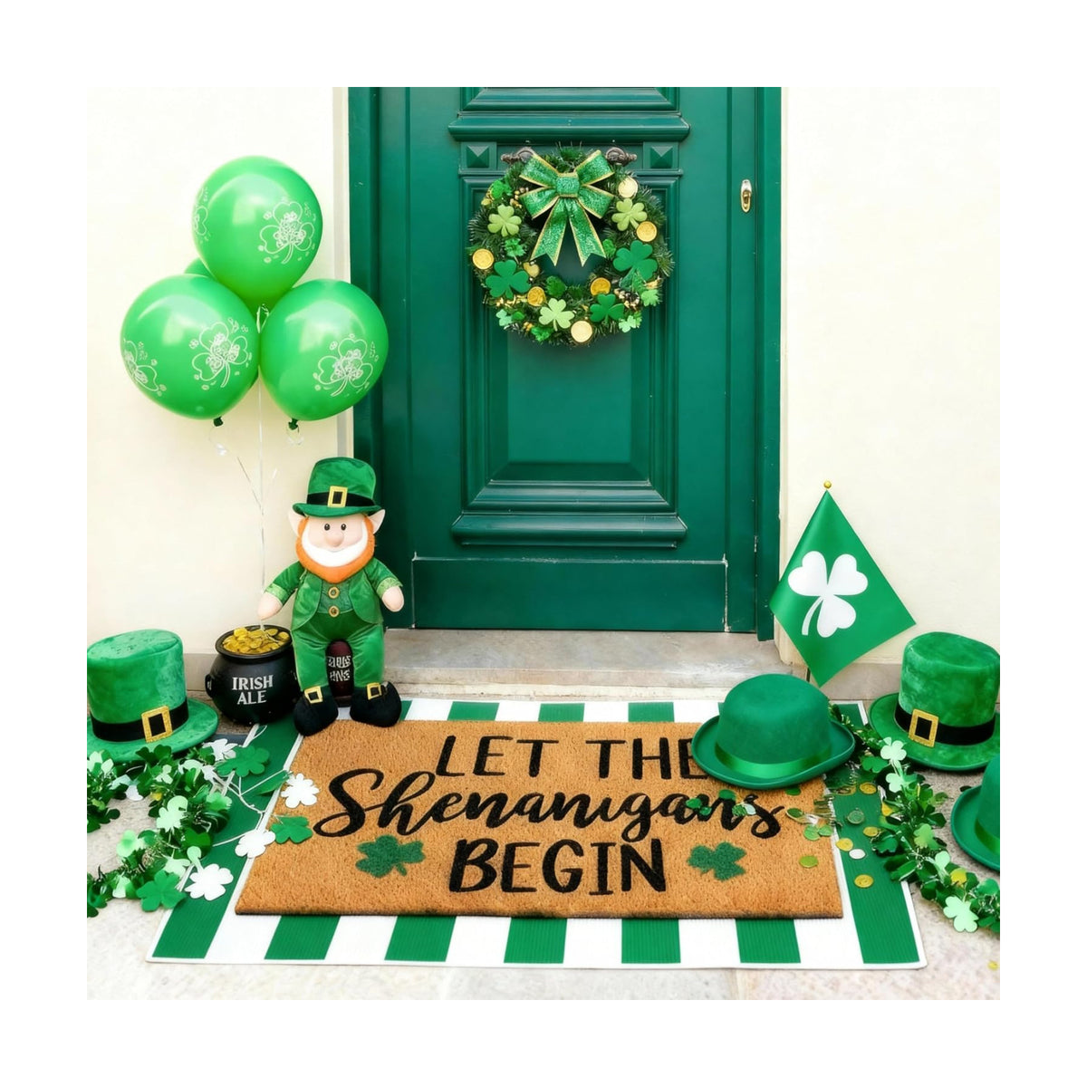 Tinideya 2 23.6 X 35.4 Inches Irish Festival Green White