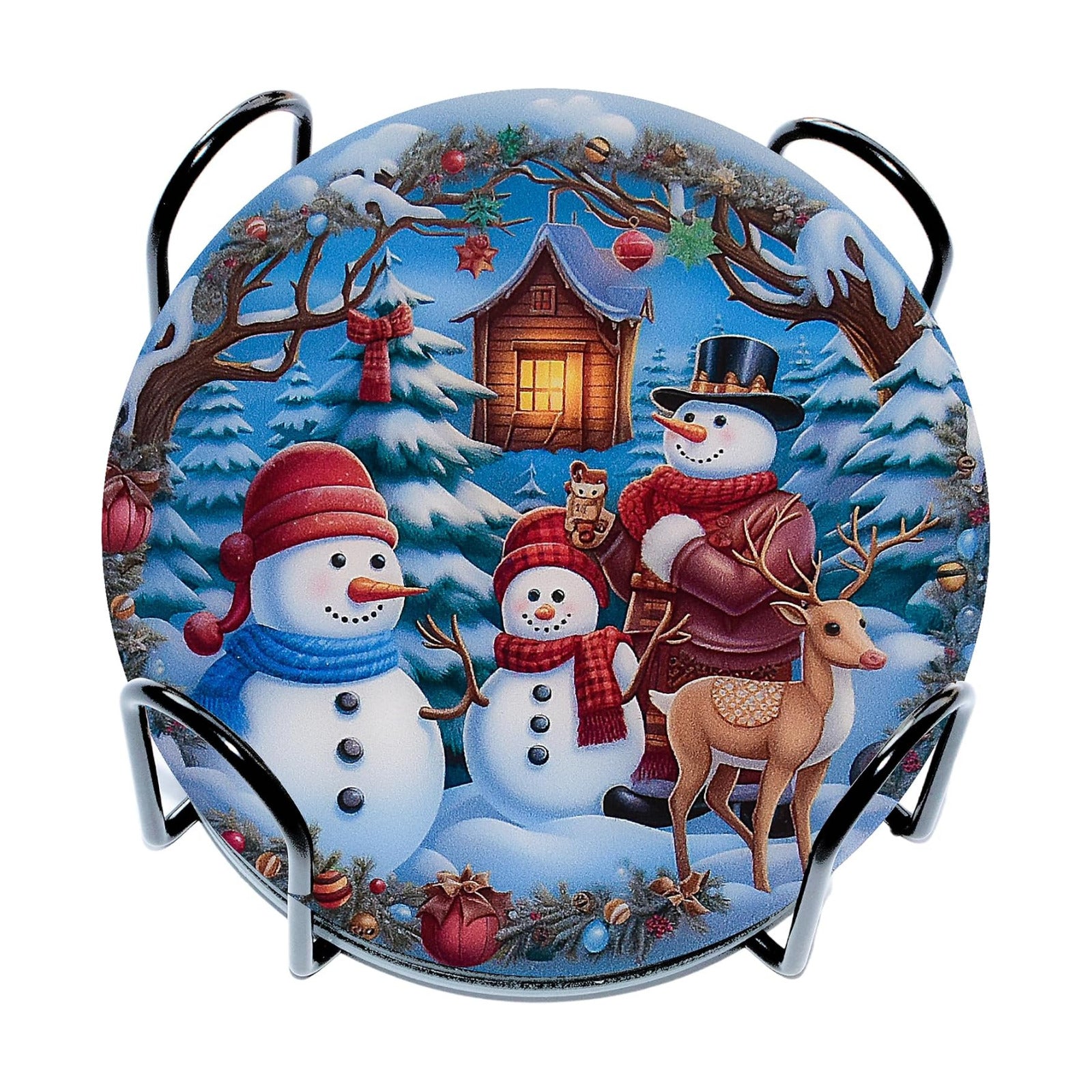 Christmas Coaster 6-Piece Set Size Round Acrylic / of Christmas Series / 3.93 Inch / Set of 6