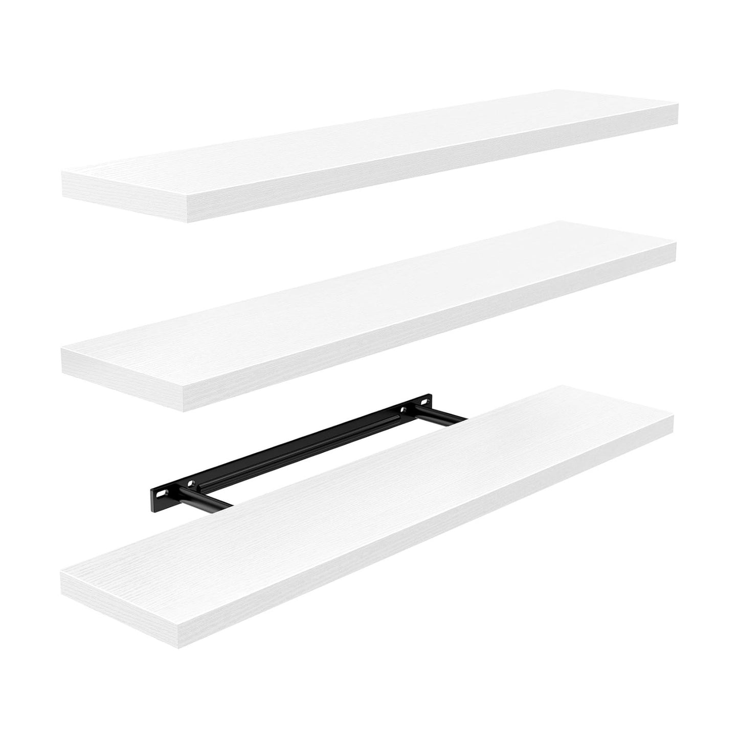 Amada 23.6" Floating Shelves for Wall Decor & Storage, Set of 3, White