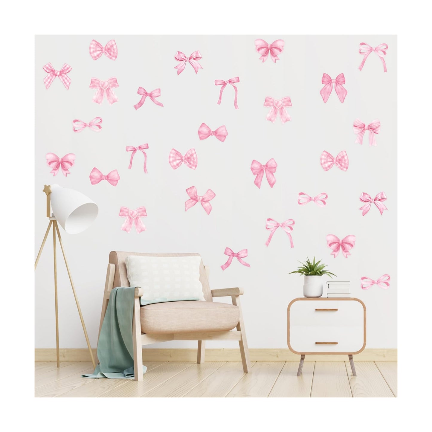 Bowtie Decal Wall Stickers / Pink Bow / Set of 60