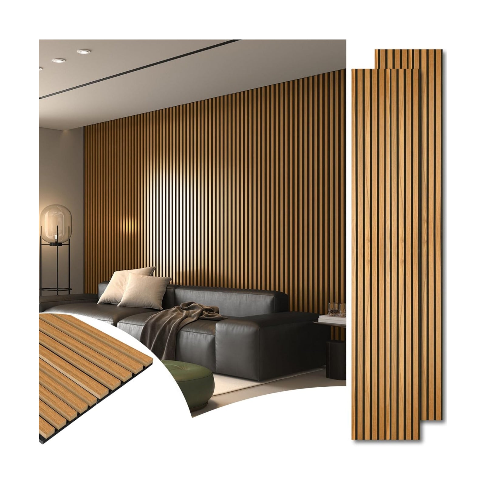 in Slat Acoustic Panel / 104 * 15.75 Inch / Teak / 104 x 15.75 / Set of 2