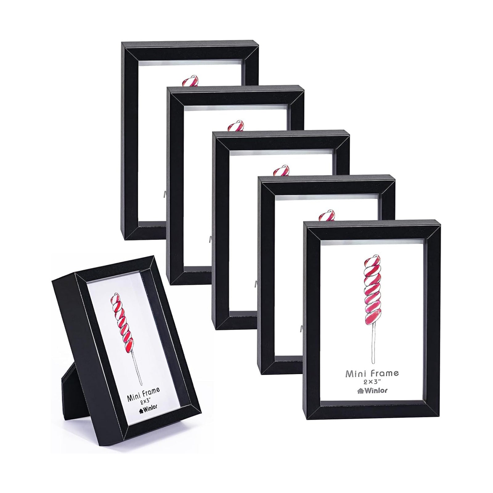 Small Picture Frames / Black / 2 x 3 / Set of 6