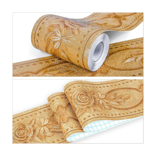 Wallpaper Border 3D Elegant Royal Peony Flower Peel and Stick Wall Border / Rose Golden / Gold