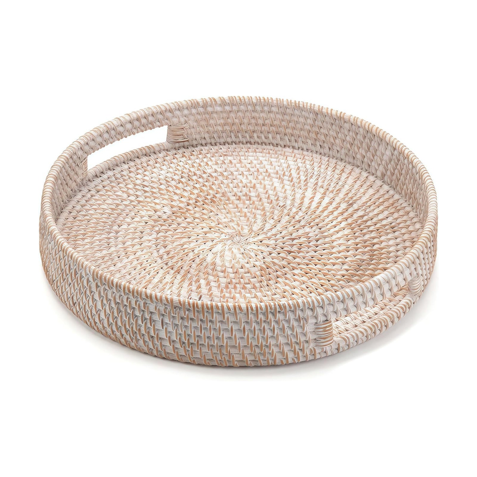 Round Rattan Tray / Whitewash / 11.8