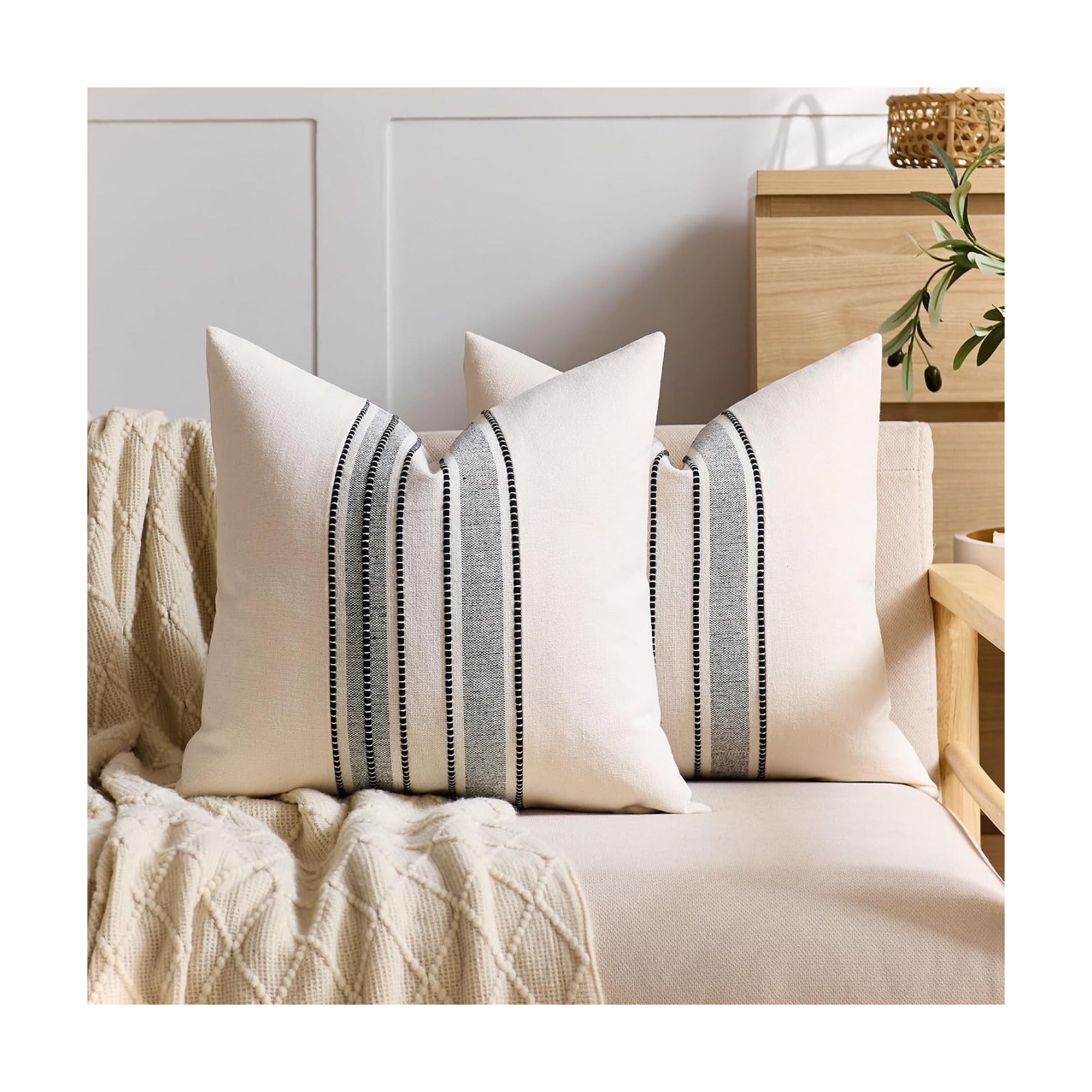 Boho Decorative Cushion Covers / 18 x 18 / Style 1- Black / Set of 2