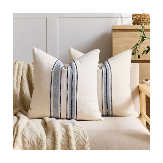 Boho Decorative Cushion Covers / 18 x 18 / Style 1- Navy / Set of 2
