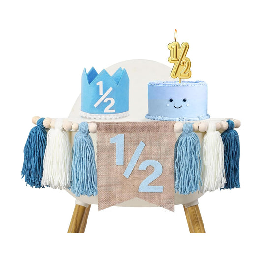 6 Month Girl Tassel Wood Bead Highchair Garland Blue / Blue, Beige