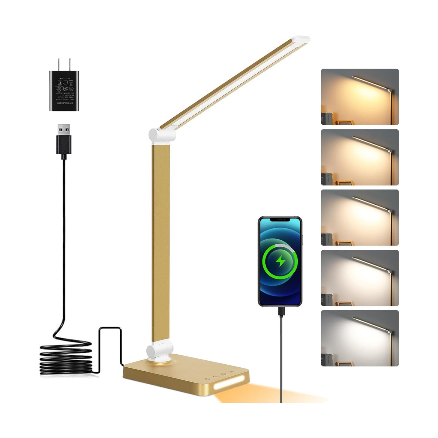 LED Desk Lamp with USB Ports,Touch Desk Lamps for Home Office with 5 Modes | 3 Brightness Desk Light with Small Night