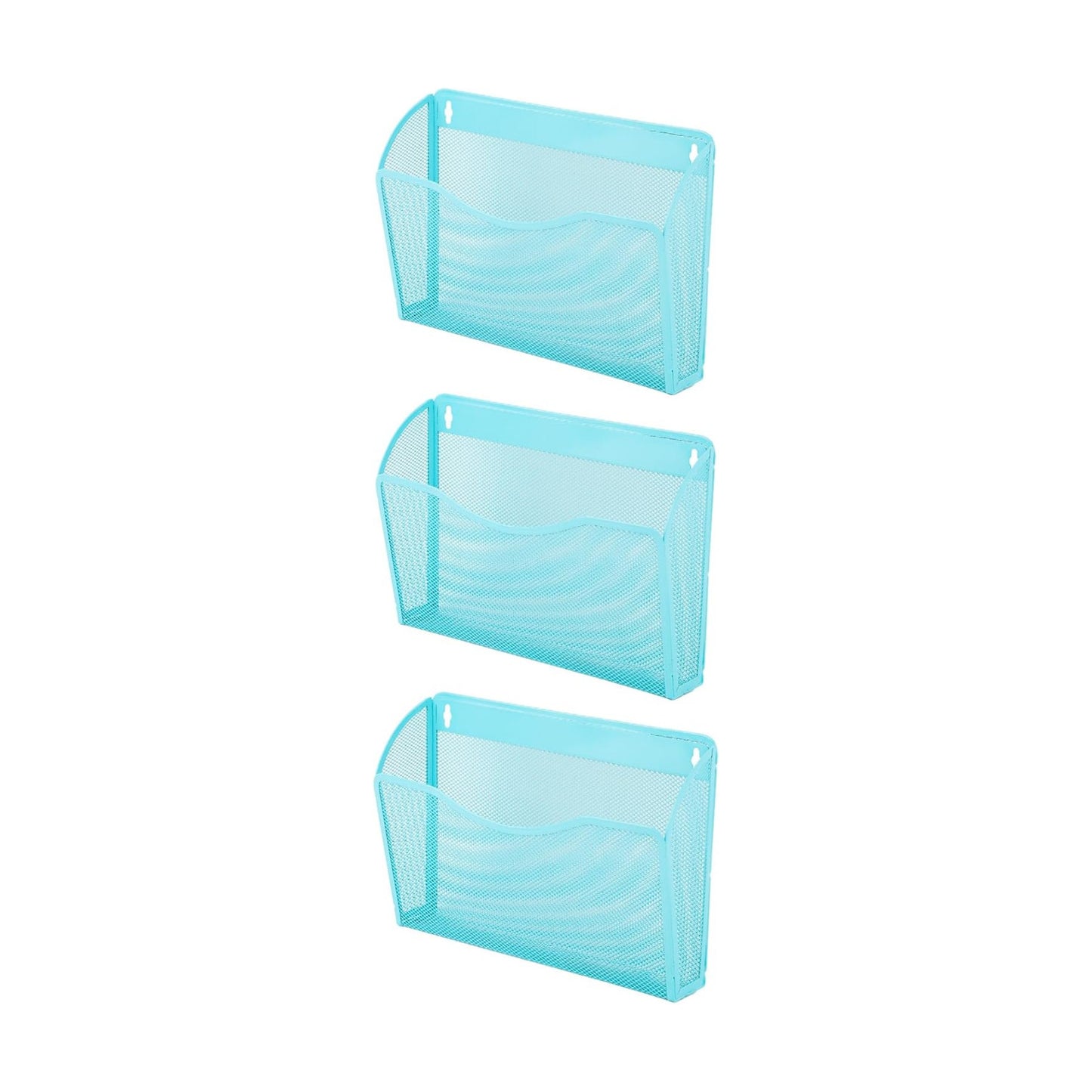 3 Single Pocket Mesh Hanging File Organizer, Vertical Wall Mounted Magazine File Holder, Mount Basket Mail Paper