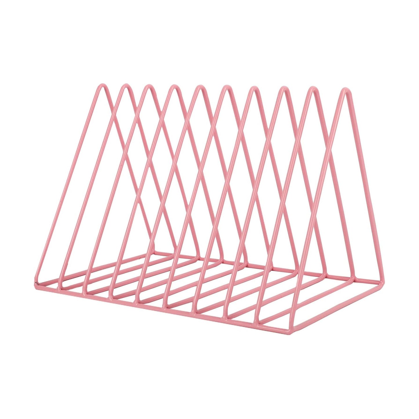 Vinyl Record Holder Storage, 9 Slot Metal Magazine Book Album Display Rack, Stylish Triangle Desktop File Sorter