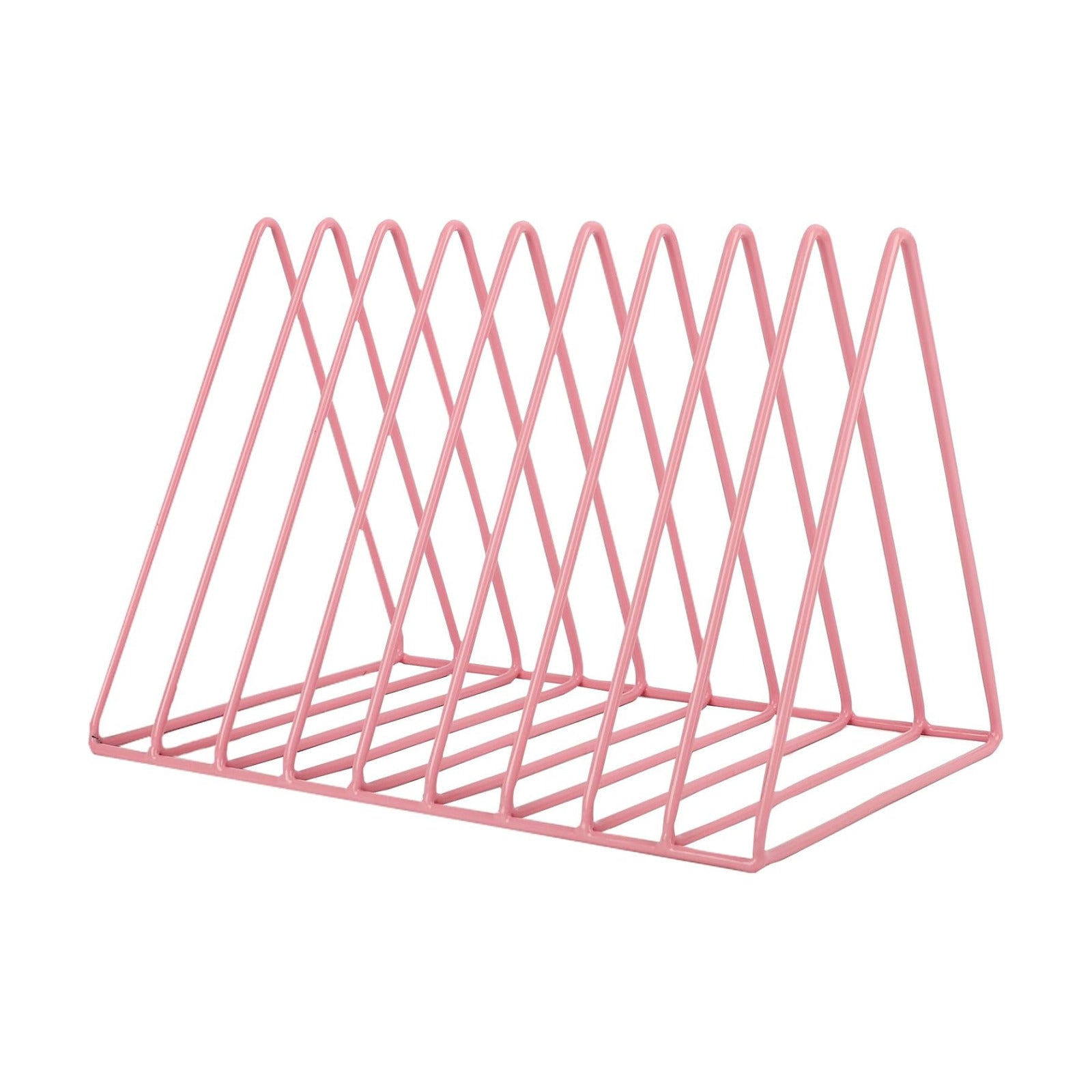 Vinyl Record Holder Storage, 9 Slot Metal Magazine Book Album Display Rack, Stylish Triangle Desktop File Sorter