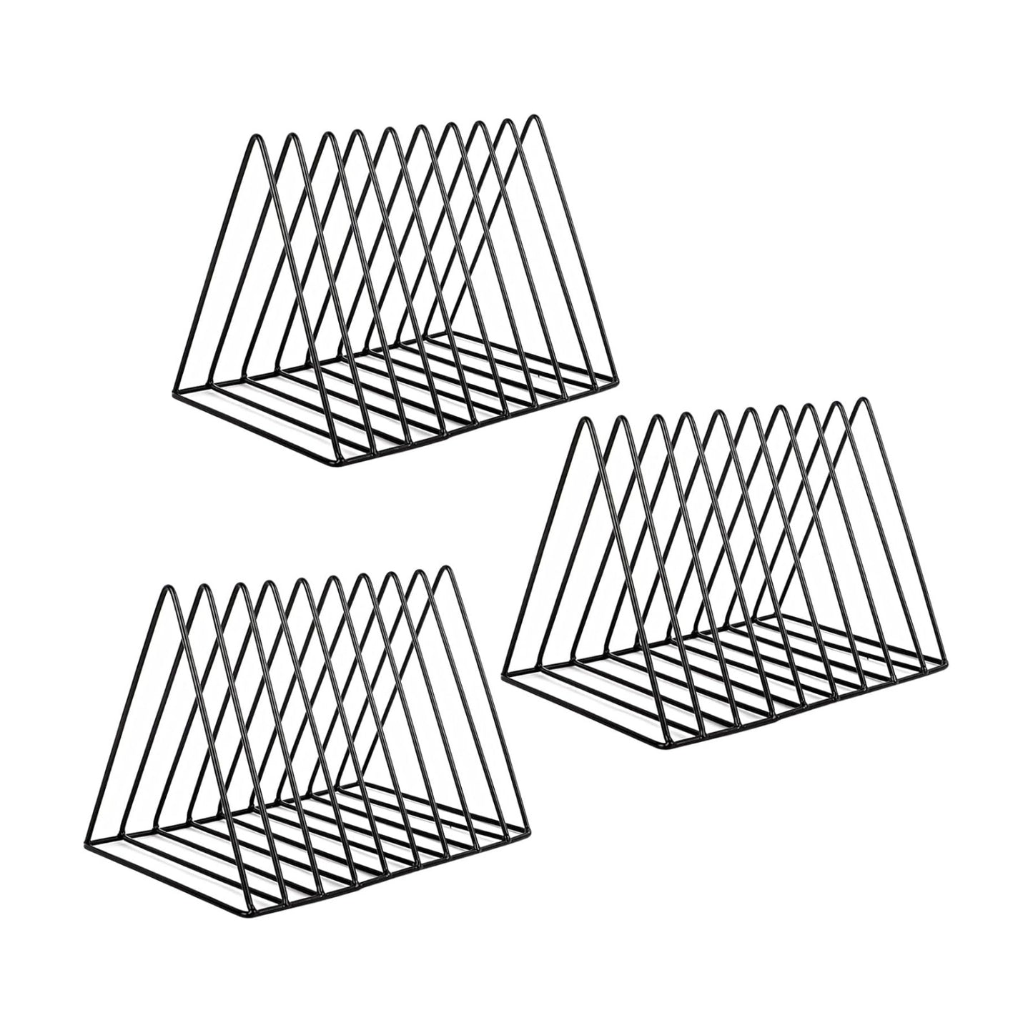 Vinyl Record Holder Storage, 9 Slot Metal Magazine Book Album Display Rack, Stylish Triangle Desktop File Sorter