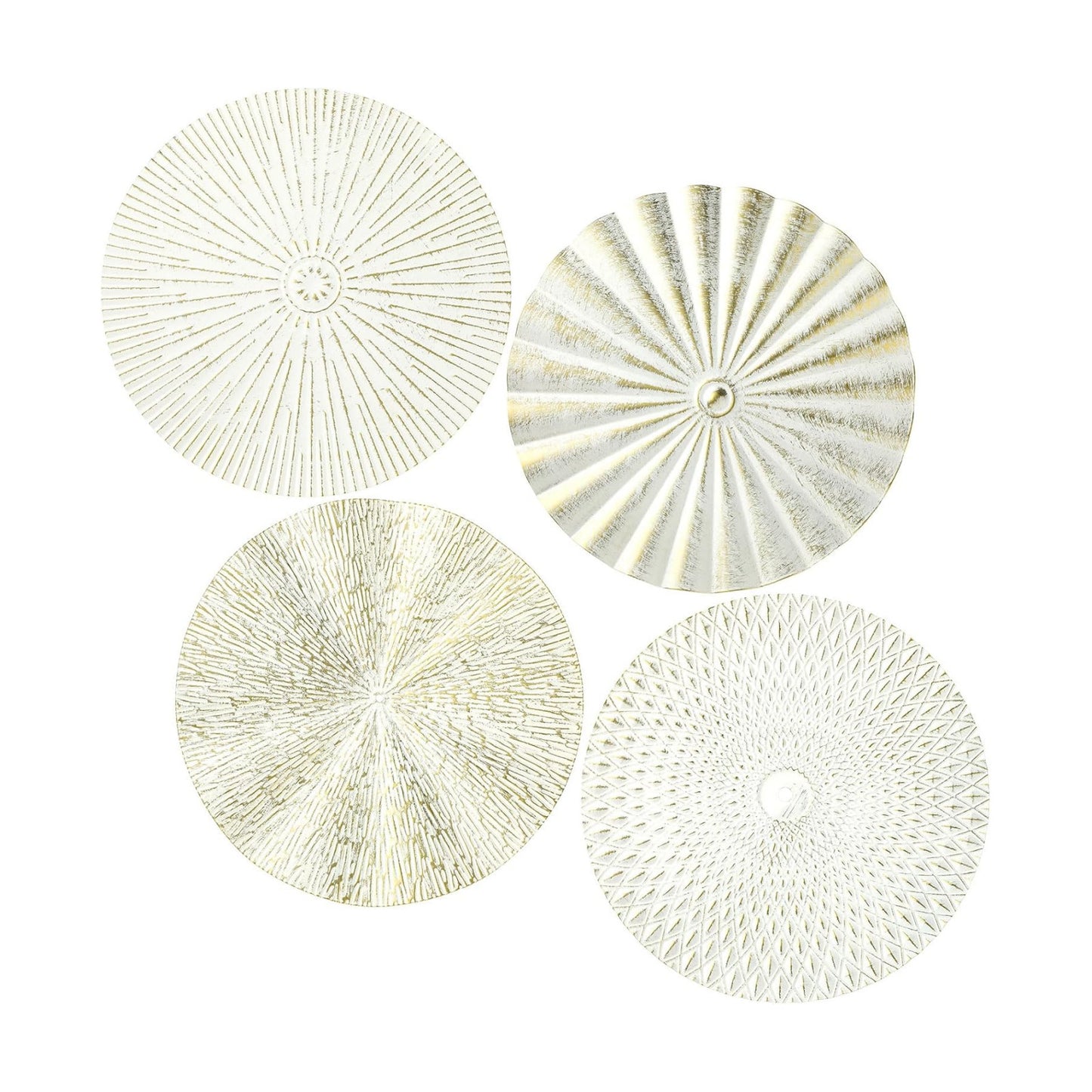 Metal Wall Art Decor Modern Sunburst Hanging Artwork Decor Wall / White Gold / 12 Inch / Set of 4