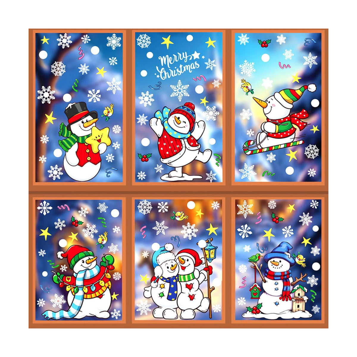 147Pcs Christmas Window Clings Winter Snowflake Decorations Christmas Window Clings Snowflake Stickers for Glass Windows Holiday Winter Indoor Party Bedroom Decor