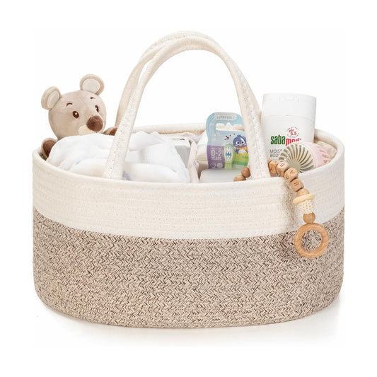 Baby Storage Basket / White&beige Brown / Small