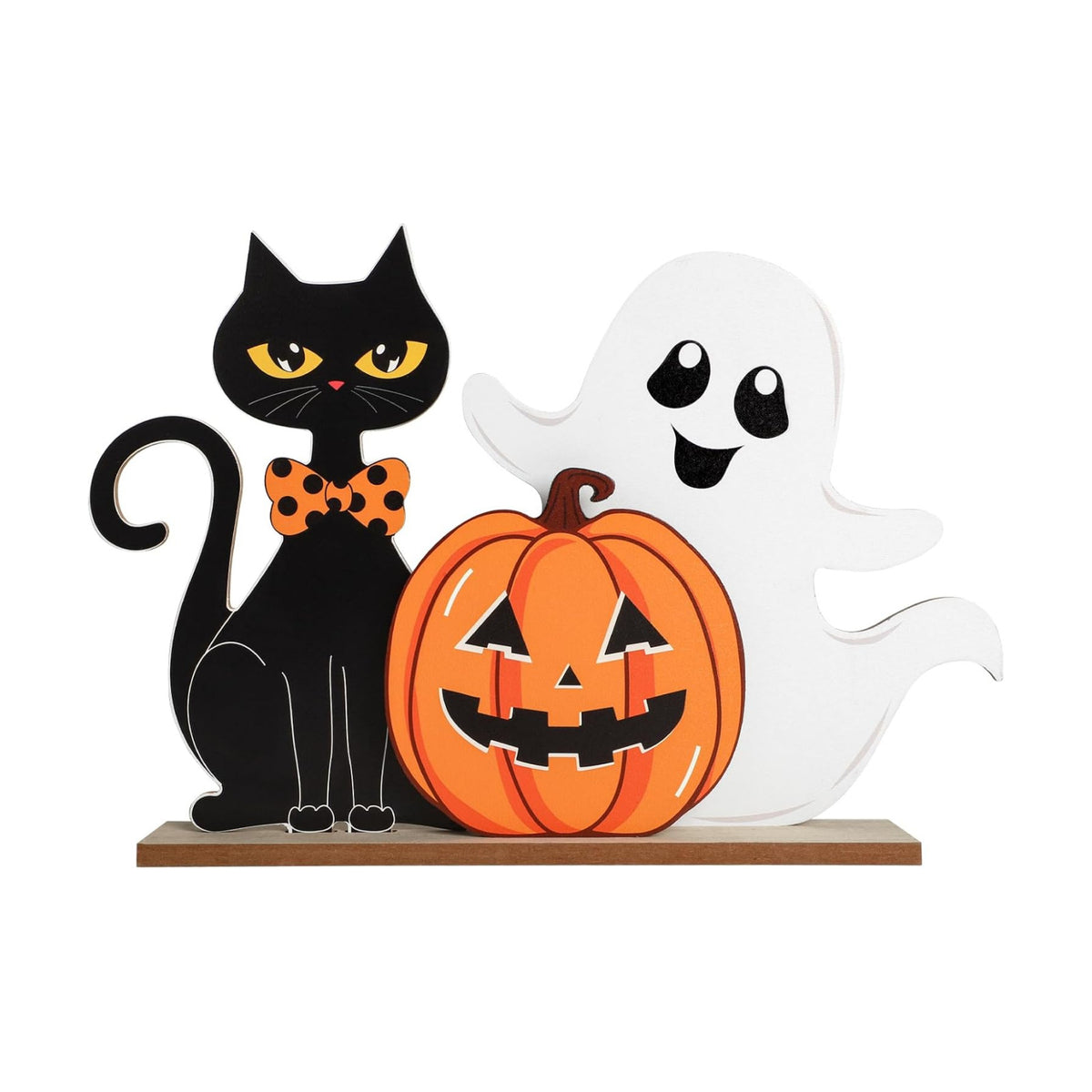 Halloween Decorations Indoor Wooden Black Cat Halloween Decor Ghost Table Sign Pumpkin Table Centerpieces Standing Tabletop Decoration for Holiday Desk Tiered Tray Party Shelf Decorations Farmhouse