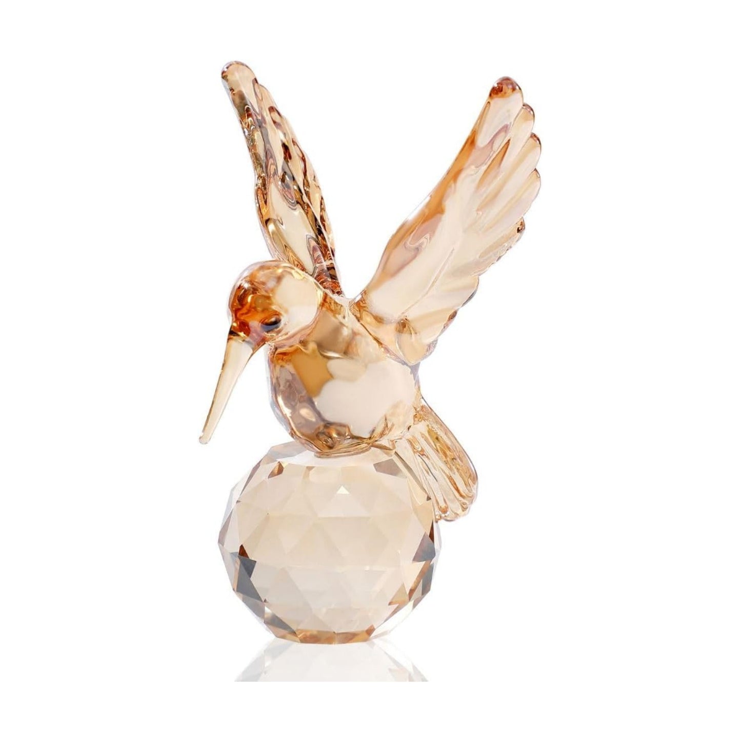 Crystal Glass Hummingbird Figurine Tiny Bird Statue Hand Blown Glass Animal Sculpture / Gold