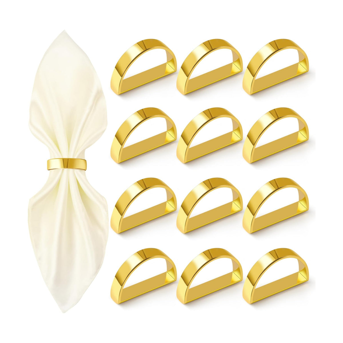 APTWOW Bright Gold Napkin Rings Set of 12, Fall Thanksgiving Table Decor
