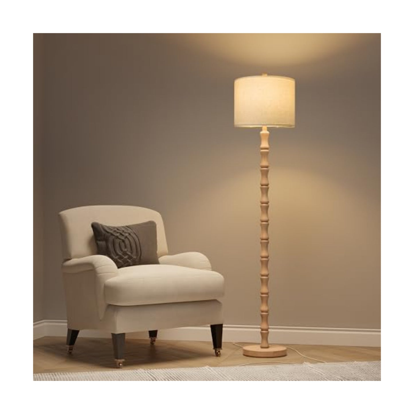 BOBOMOMO 62" Farmhouse Floor Lamp for Living Room, Retro Corner Floor Lamp Rotary Switch, Rustic Standing Lamp for