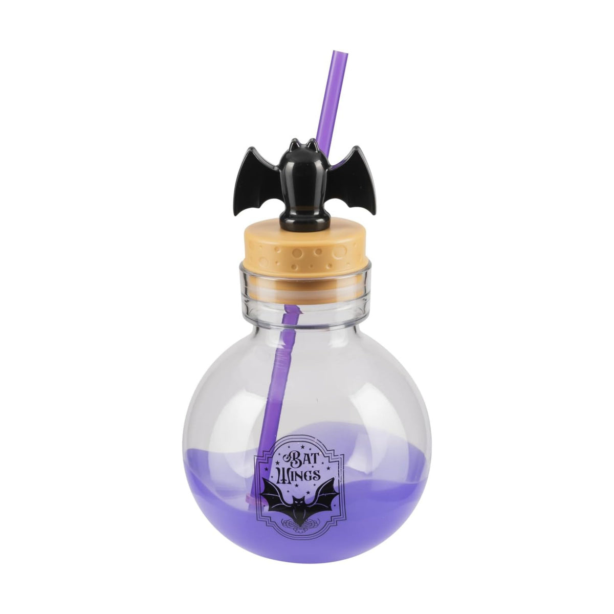 COOL GEAR 30 oz Potion Bottle with Removable Lid and Straw | Durable, BPA-Free Plastic Halloween Water Bottle with Spooky Design for Trick-or-Treating, Parties or Everyday Use (Purple/Bat)