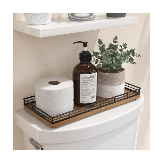 13" Wood Toilet Paper Storage Basket Back of Toilet Basket Organizer / Acacia / 13 x 6.5 x 1.5