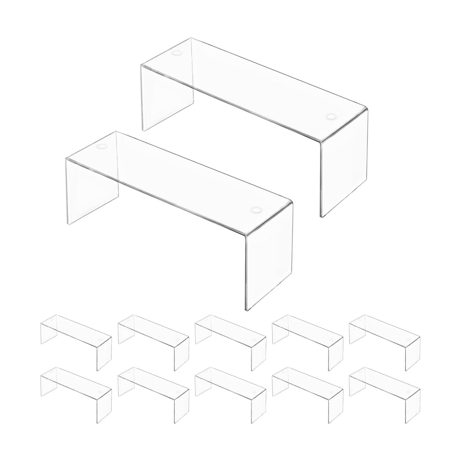 Aminigram 12 Pack Large Acrylic Risers Display Stands,Perfume Organizer Stand, Clear Acrylic Shelf for Show Decor