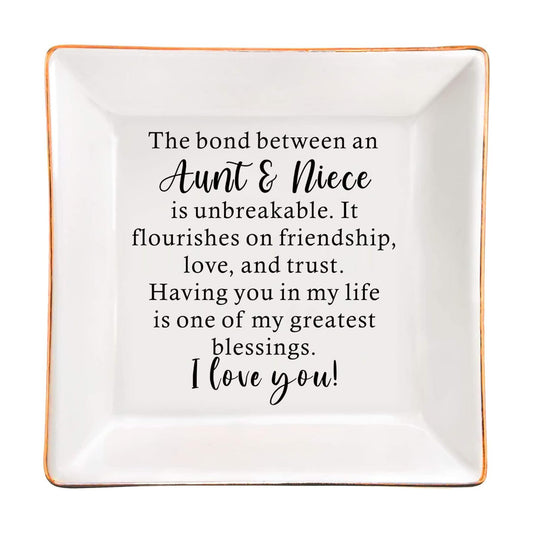 Aunt Gifts from Niece Ceramic Jewelry Ring Dish Gifts for Aunt & Niece Birthday / 2-aunt7&niece