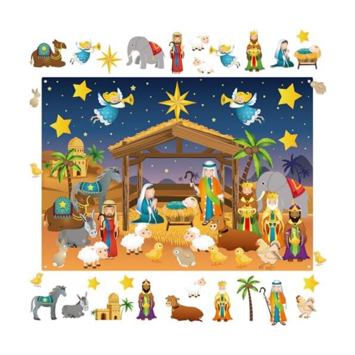MiniInflat 35 Pcs Nativity Felt Story Board 3.4FT Christmas Wall Decor Set