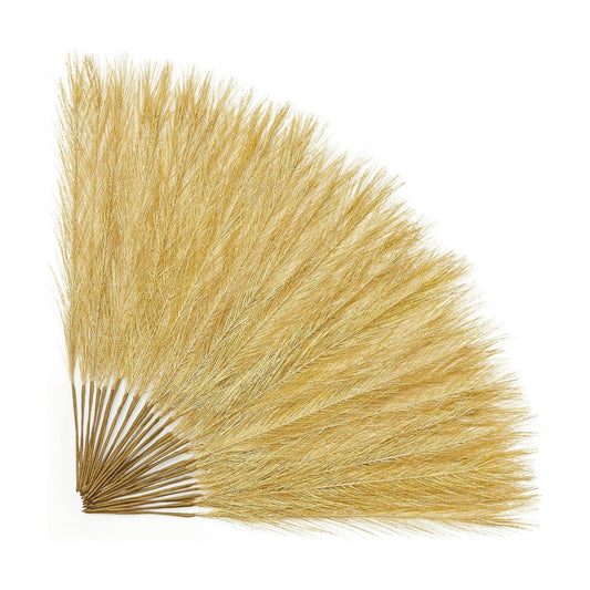 Faux Pampas Grass Decor / Golden / Gold / 17 Inch / Set of 30