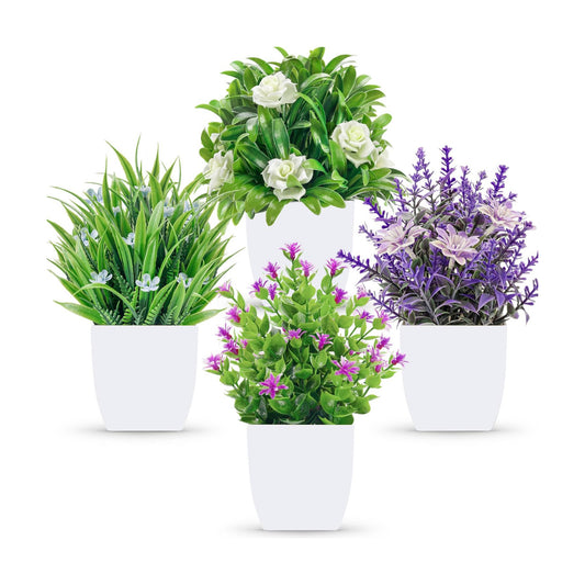 Small Fake Flowers Plants Spring Decorations for Centerpiece Table Decorations / Colorful / Set of 4