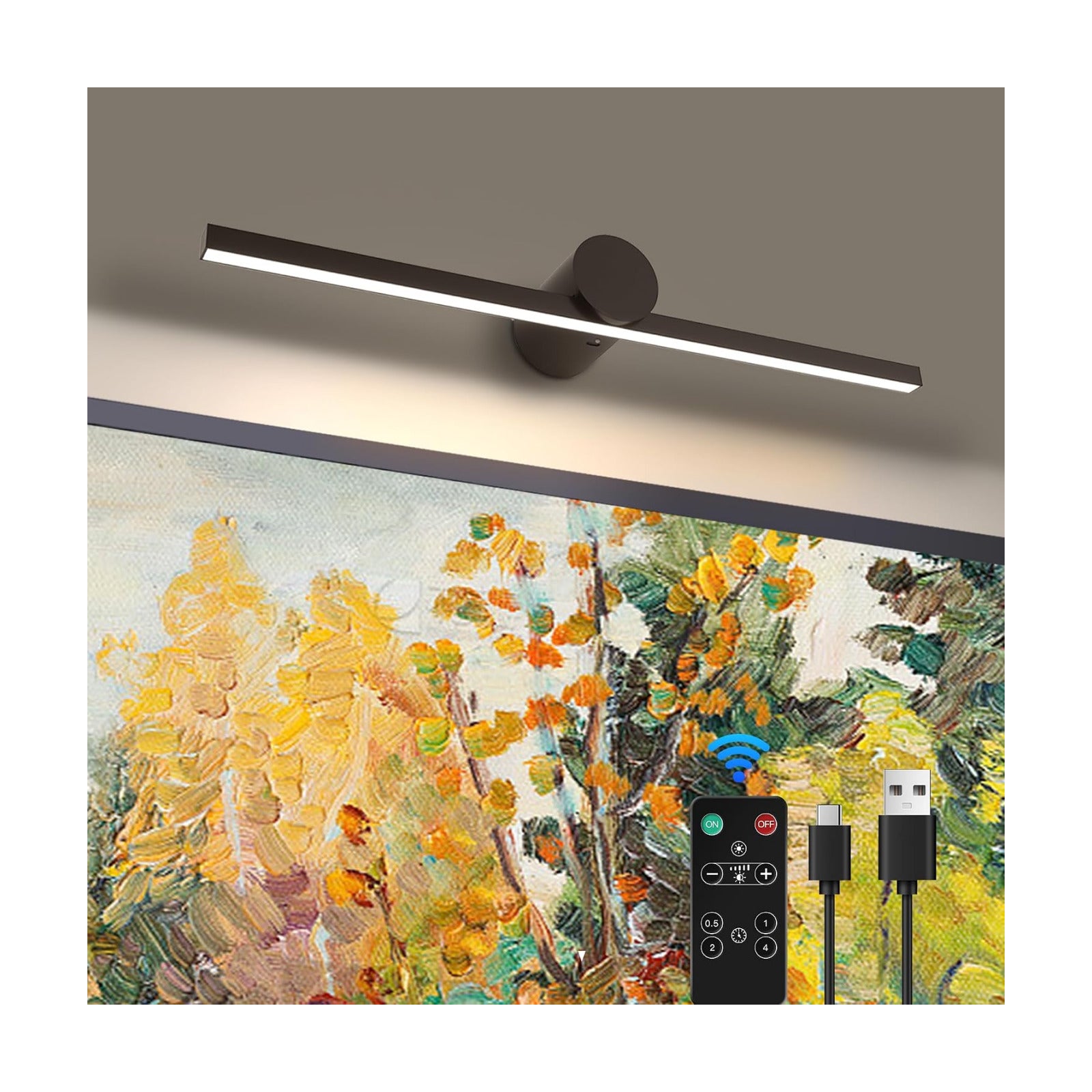 ZitoStory Battery Operated Picture Light with Remote,Wireless Dimmable Art Lights for Paintings Rechargeable Gallery