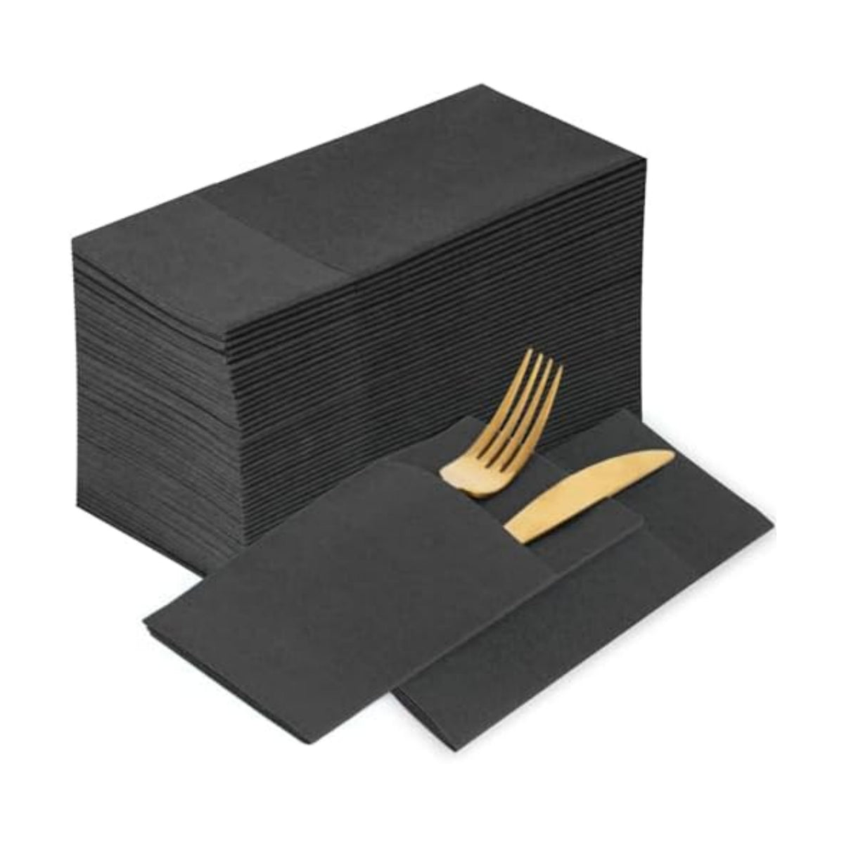 KAMMAK Dinner Napkins Disposable Dark Gray Cloth Like Paper Napkins with Pocket 100 Pack Folded Wedding Reception Napkins Bathroom Guest Hand Towels for Party, Kitchen, Restaurants (16.5 x 16.5 inch)