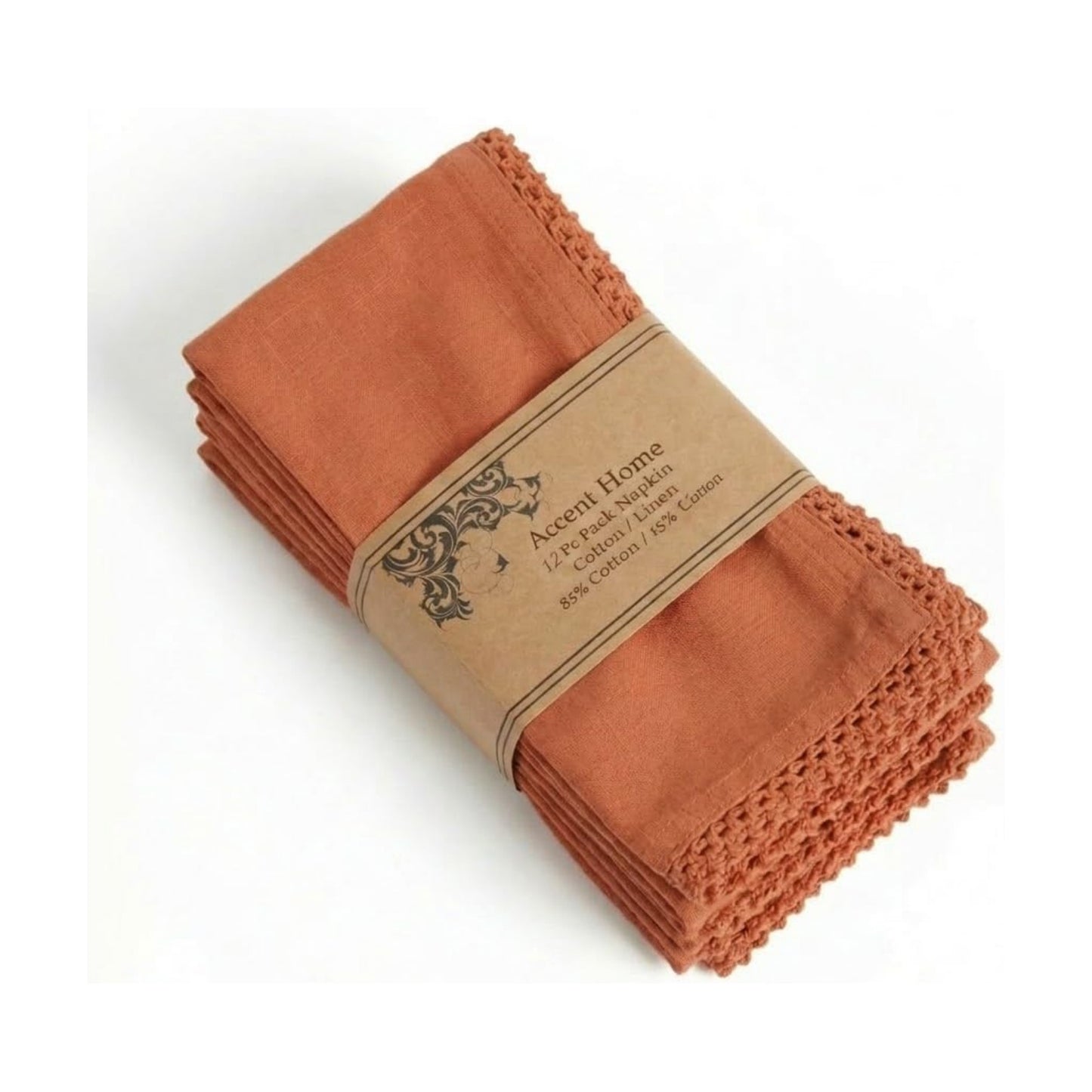 ACCENTHOME Rust Cloth Napkins Set of 12 18x18 inch Cotton Linen Dinner Napkins - Washable Soft Premium Hotel Quality