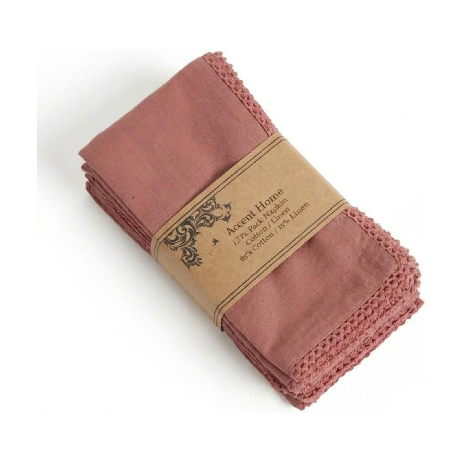 ACCENTHOME Blush Cloth Napkins Set of 12 18x18 inch Cotton Linen Dinner Napkins - Washable Soft Premium Hotel Quality
