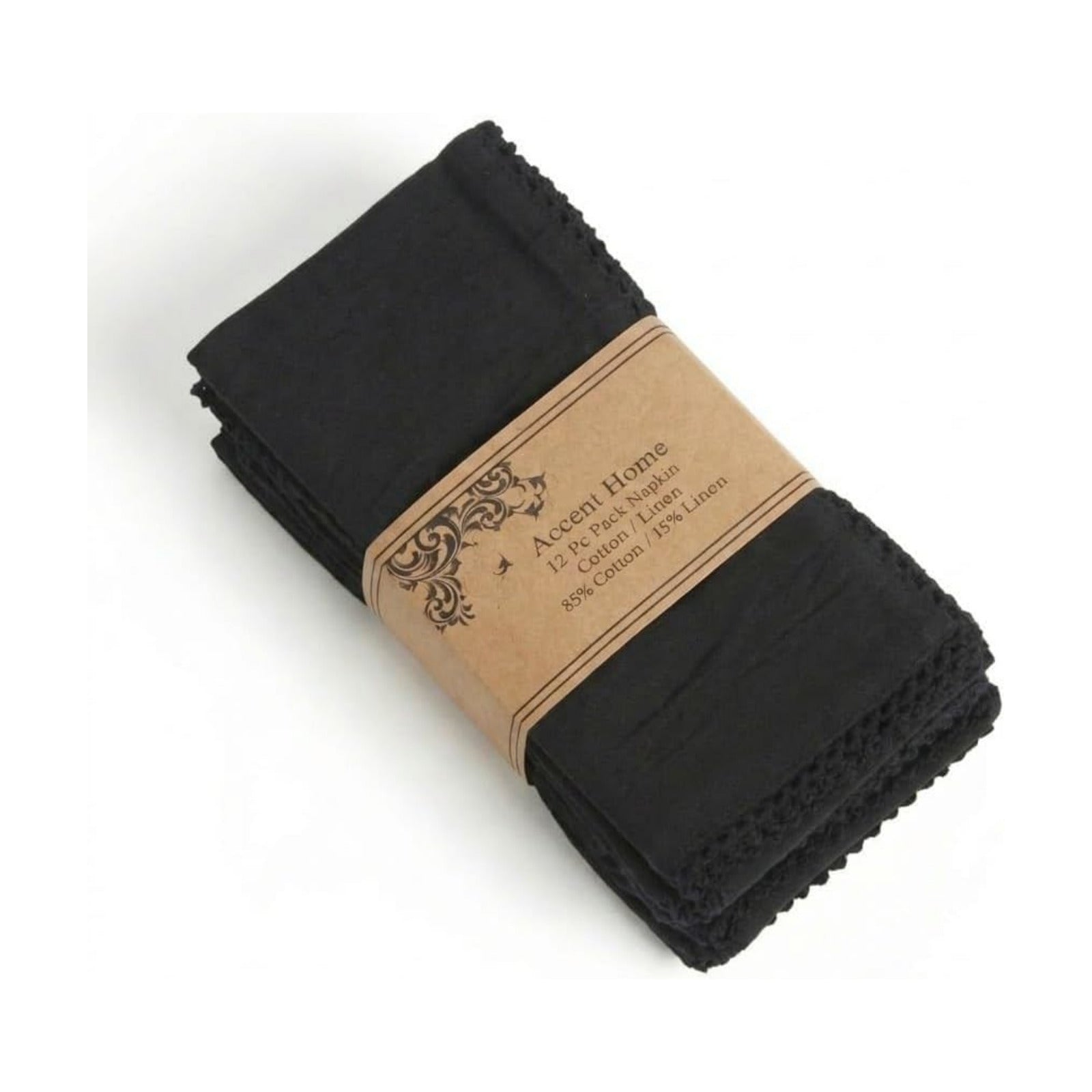 ACCENTHOME Black Cloth Napkins Set of 12 18x18 inch Cotton Dinner Napkins - Washable Soft Premium Hotel Quality