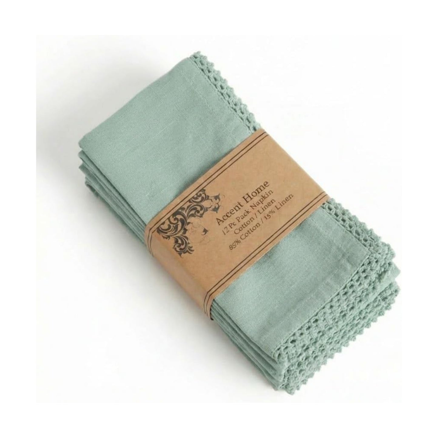 ACCENTHOME Teal Set of 12 18x18 inch Cotton Linen Dinner Napkins - Washable Soft Premium Hotel Quality Reusable Napkins