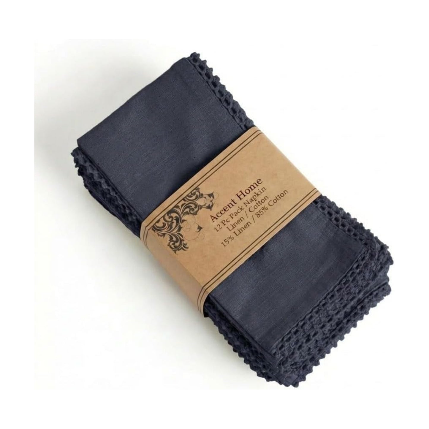 ACCENTHOME Navy Cloth Napkins Set of 12 18x18 inch Cotton Dinner Napkins - Washable Soft Premium Hotel Quality Reusable