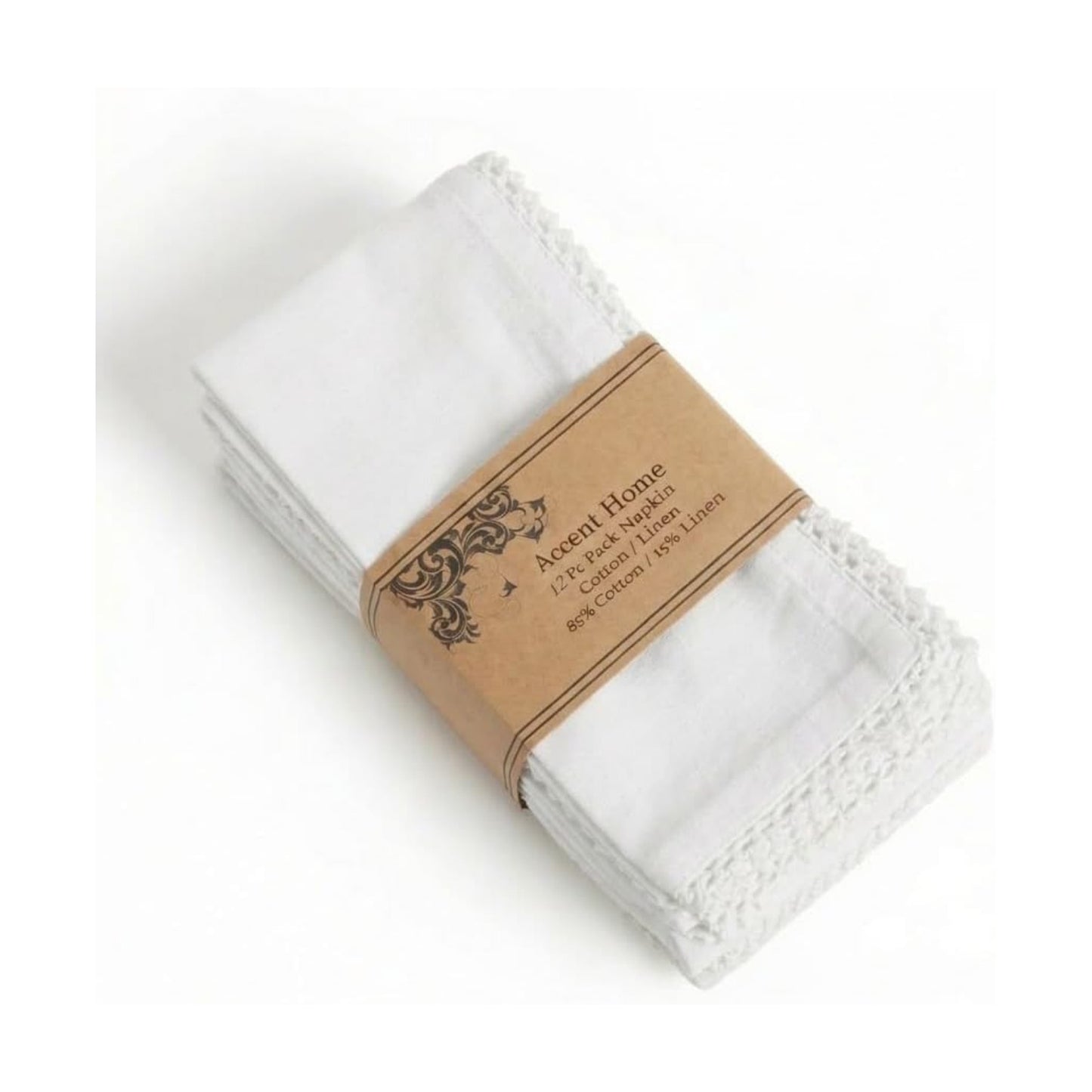 ACCENTHOME White Cloth Napkins Set of 12 18x18 inch Cotton Dinner Napkins - Washable Soft Premium Hotel Quality