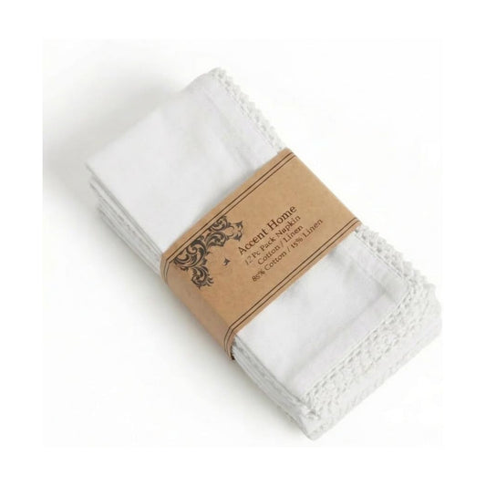 ACCENTHOME White Cloth Napkins Set of 12 18x18 inch Cotton Dinner Napkins - Washable Soft Premium Hotel Quality