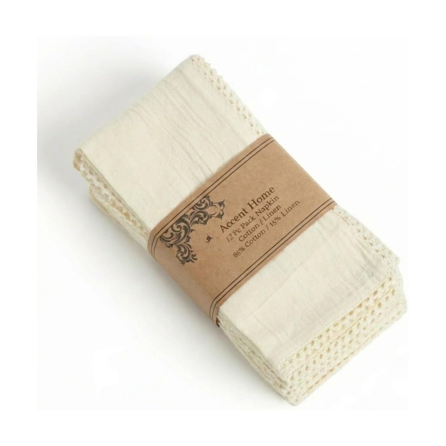 ACCENTHOME Cream Cloth Napkins Set of 12 18x18 inch Cotton Dinner Napkins - Washable Soft Premium Hotel Quality