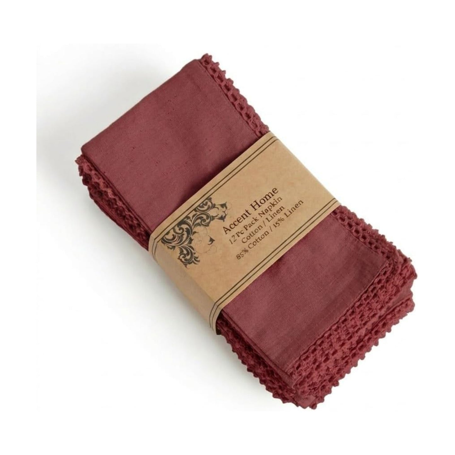 ACCENTHOME Burgundy Cloth Napkins Set of 12 18x18 inch Cotton Dinner Napkins - Washable Soft Premium Hotel Quality