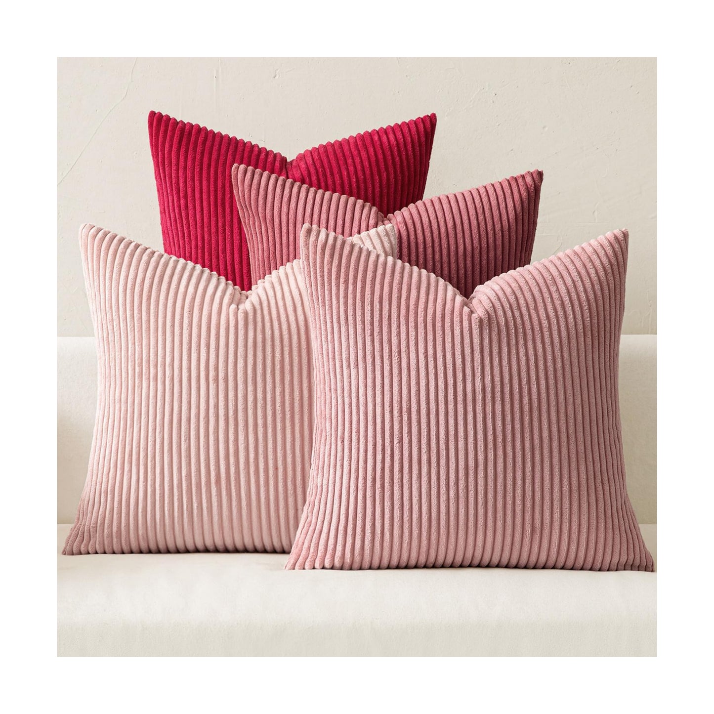 MIULEE Soft Corduroy Decorative Throw Pillow Covers Pink Series 18x18
